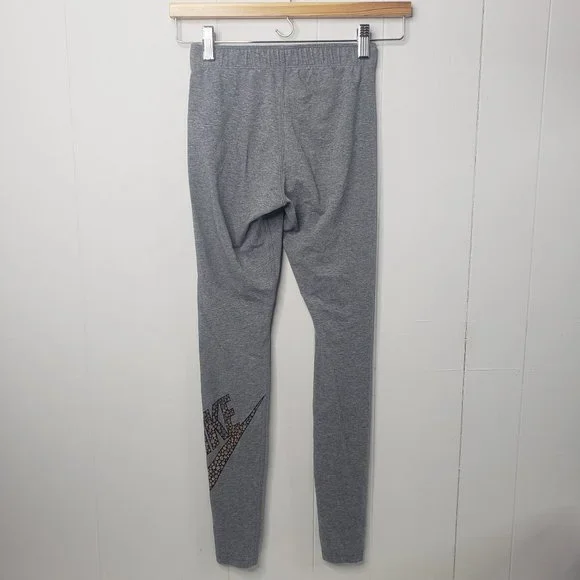 NIKE GOLD DOT LOGO GREY FULL LENGTH LEGGINGS WOMEN'S SIZE X-SMALL - Picture 2 of 10